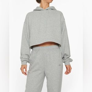 ALO Yoga Gray Cropped Hoodie